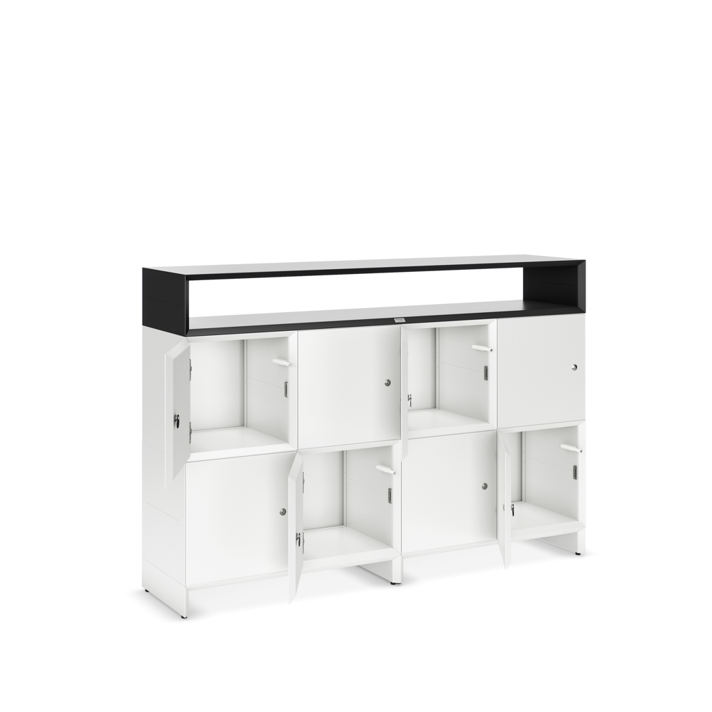 Schließfachschrank Masterbox® B 160 x H 110 cm 2,5 OH, Weiss/Schwarz