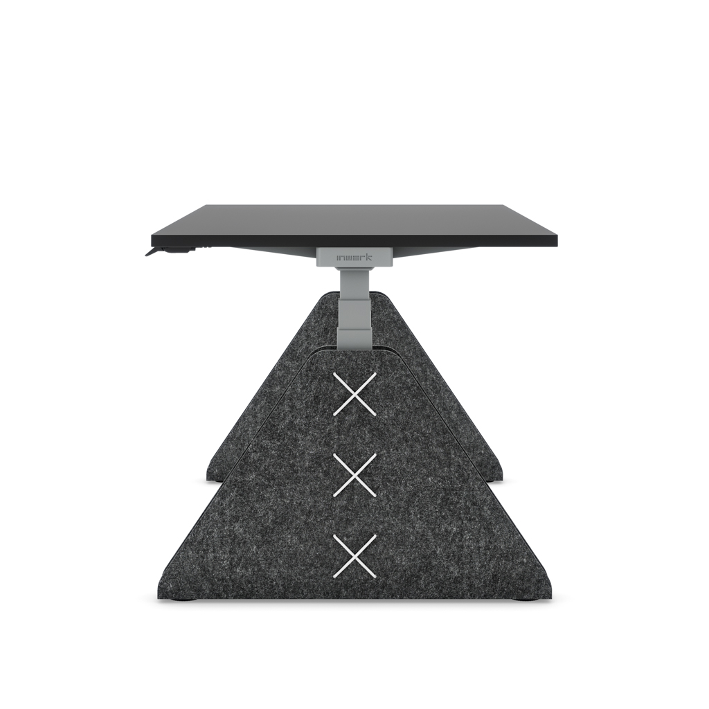 Höhenverstellbarer Schreibtisch Masterlift® Flex Akustix®-Edition, Trapez Dunkelgrau, Schwarz Dekor/Silber 200x80