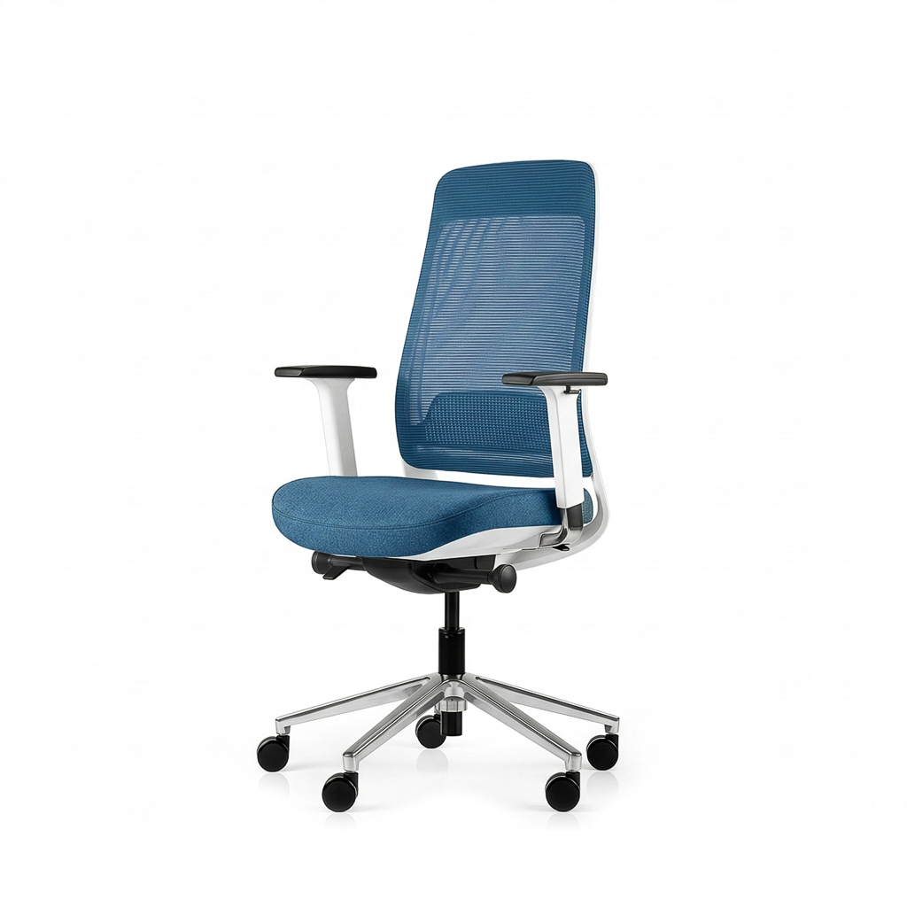 Inwerk Teamo® Original - Ergonomischer Bürostuhl, Weiß/Blau