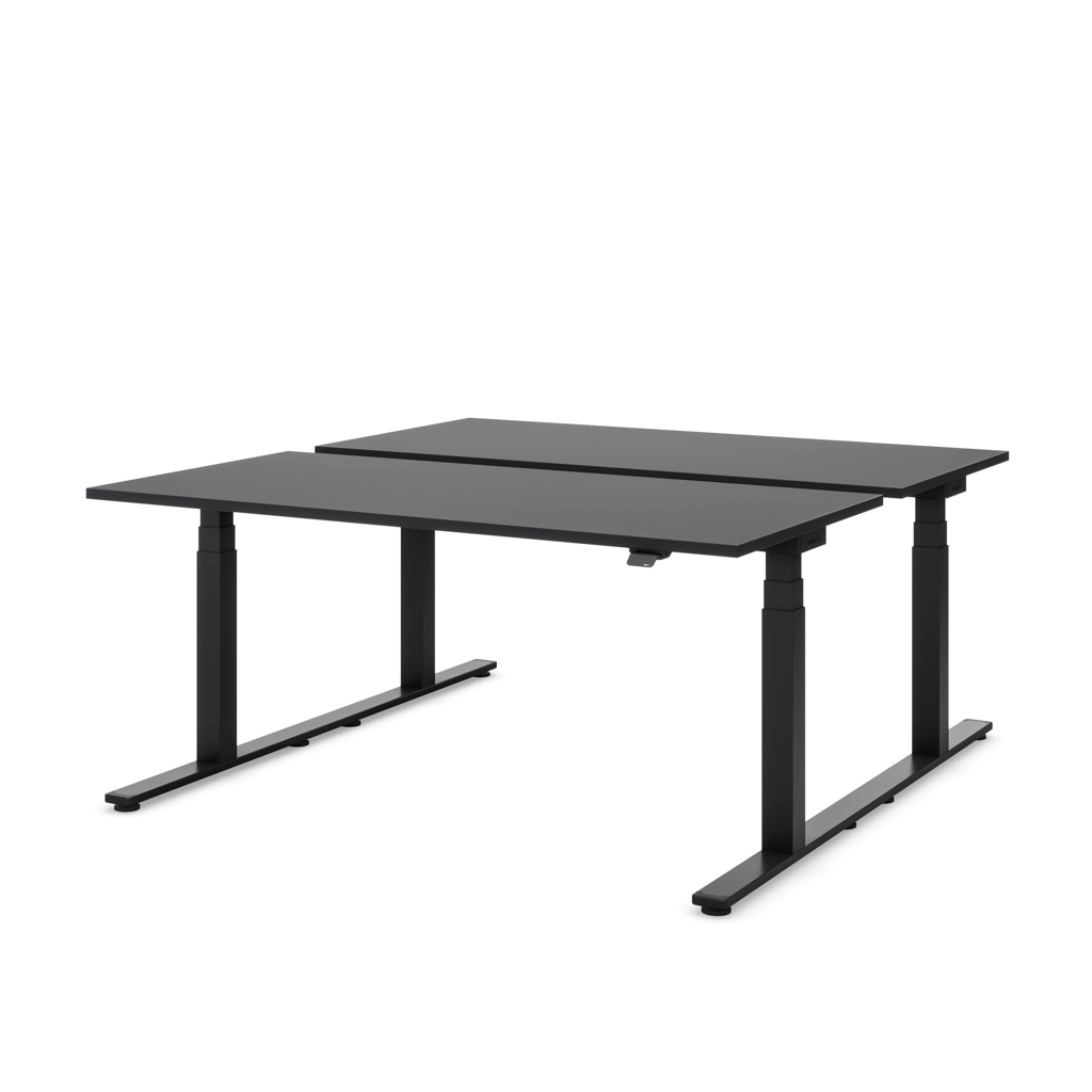 Höhenverstellbarer Team-Schreibtisch Masterlift® Flex Basic, Schwarz/Schwarz 120x80