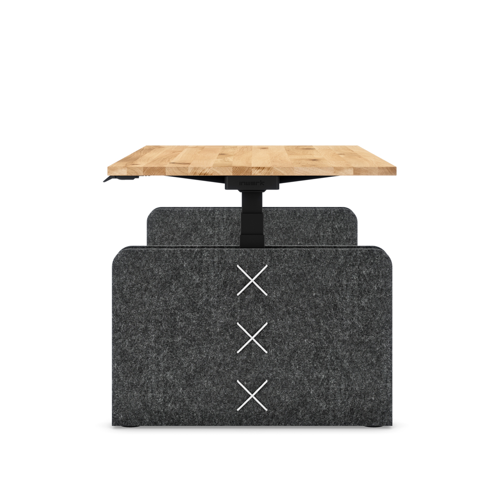 Höhenverstellbarer Schreibtisch Masterlift® Flex Akustix®-Edition, Rechteck Dunkelgrau, Eiche Dekor/Schwarz 160x80
