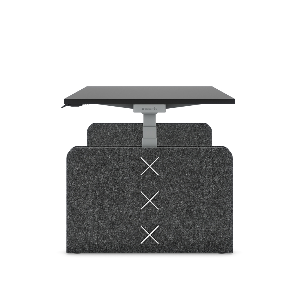 Höhenverstellbarer Schreibtisch Masterlift® Flex Akustix®-Edition, Rechteck Dunkelgrau, Schwarz Dekor/Silber 120x80