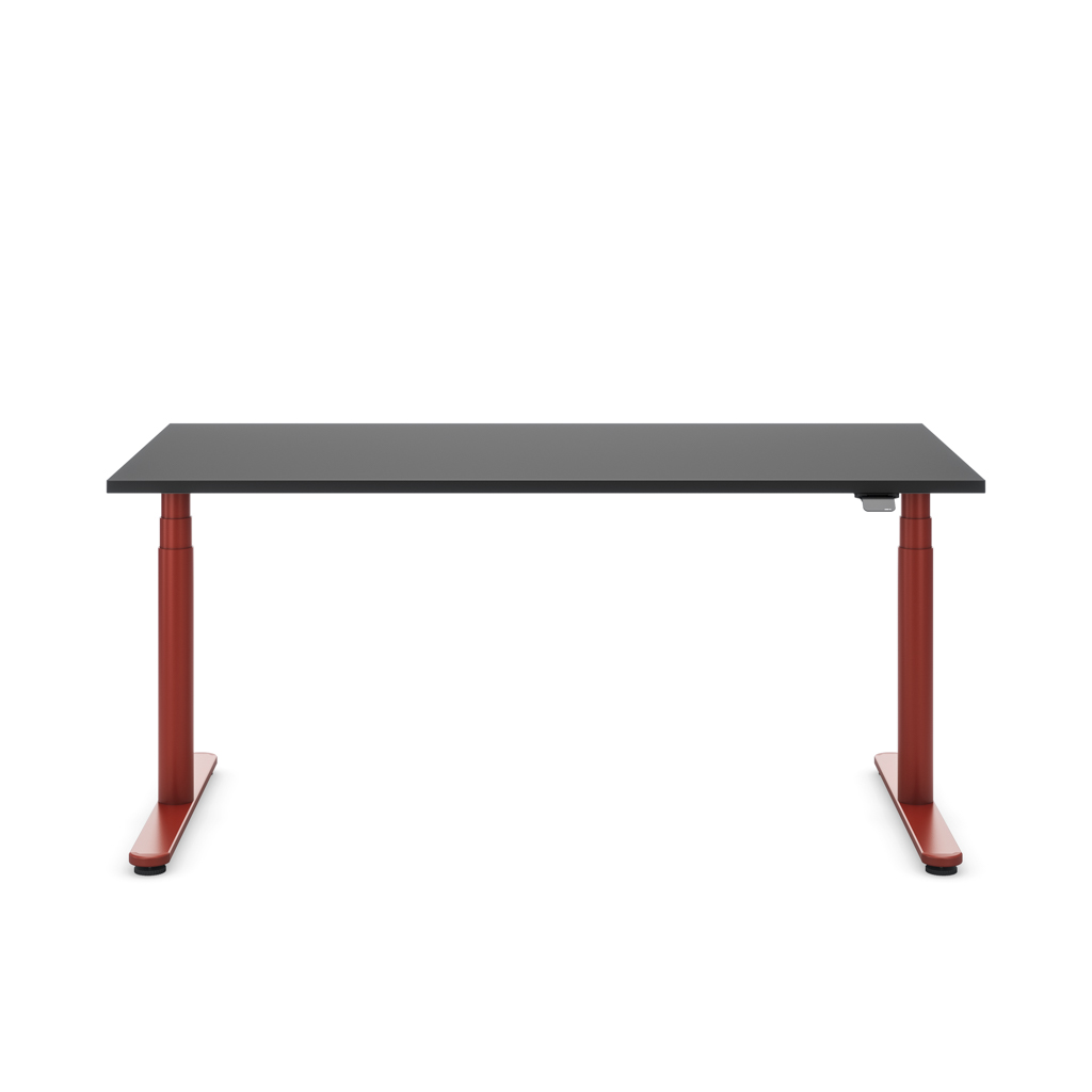 Höhenverstellbarer Schreibtisch Masterlift® Flex Basic rund, Schwarz/Braunrot 160x80