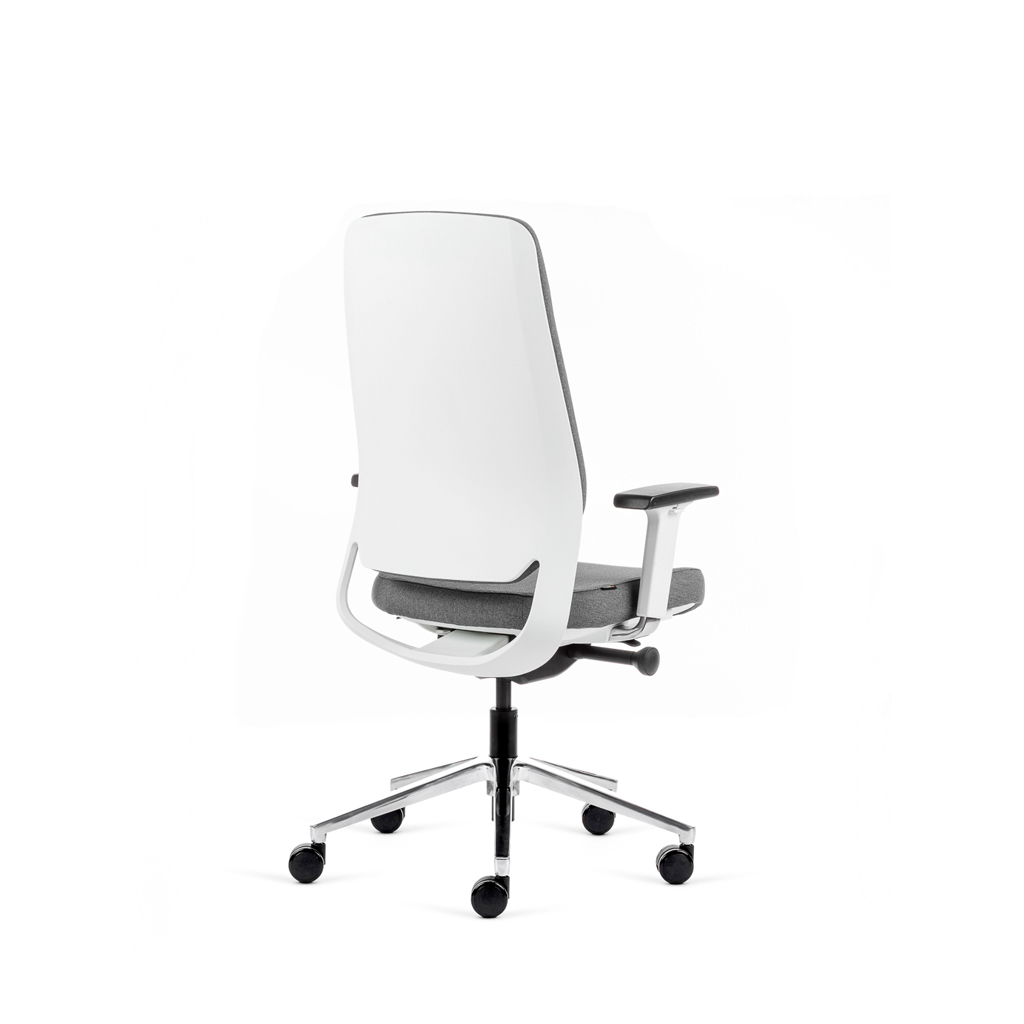 Teamo® Plush - Ergonomischer Bürostuhl mit Kopfstütze, Vollpolster, Weiss/Grau