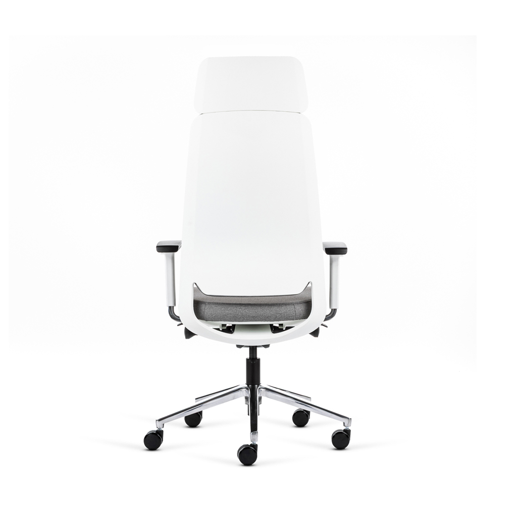 Teamo® Plush Plus - Ergonomischer Bürostuhl mit Kopfstütze, Vollpolster, Weiss/Grau