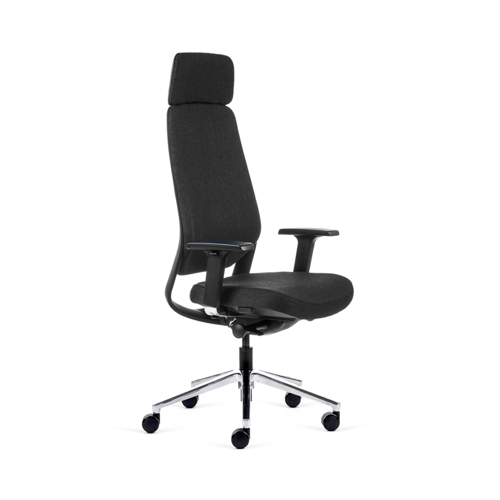 Teamo® Plush Plus - Ergonomischer Bürostuhl mit Kopfstütze, Vollpolster, Schwarz