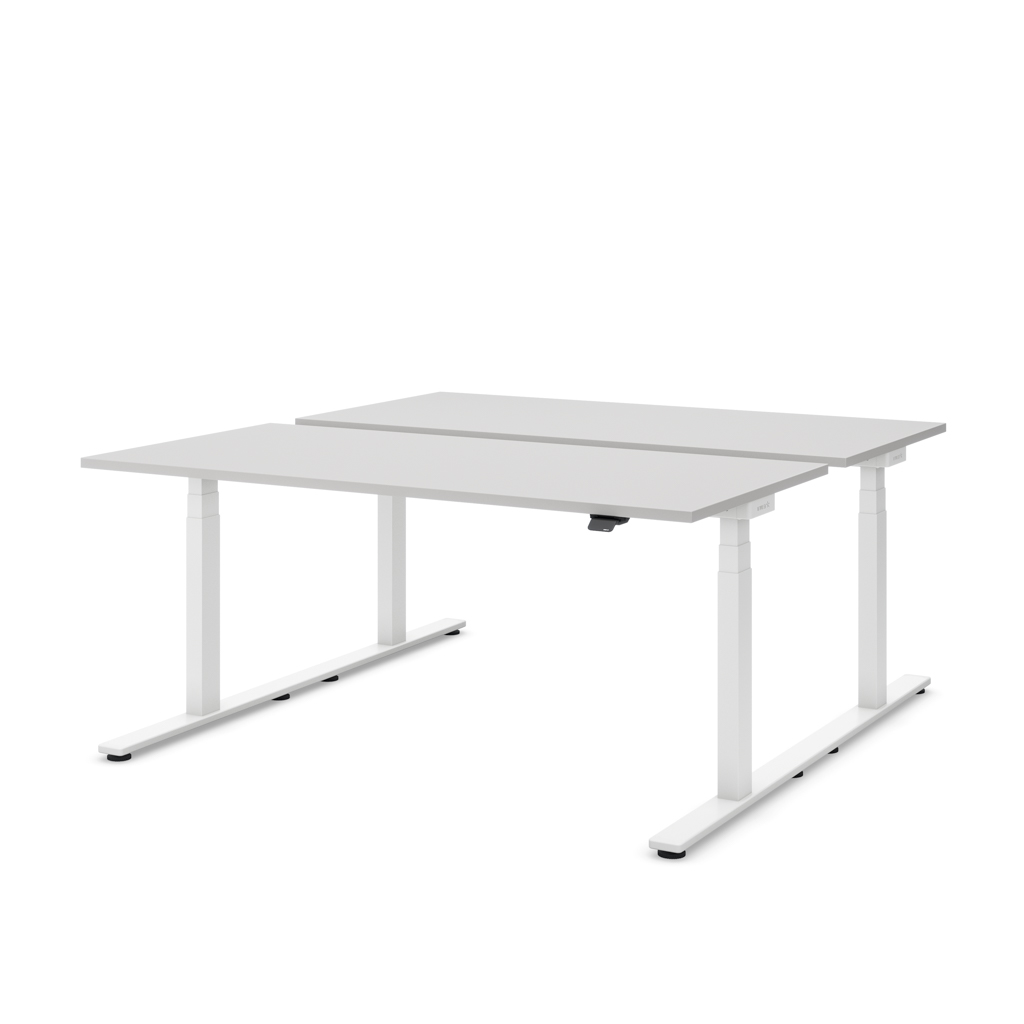 Höhenverstellbarer Team-Schreibtisch Masterlift® Flex Light, Lichtgrau/Weiss 160x80