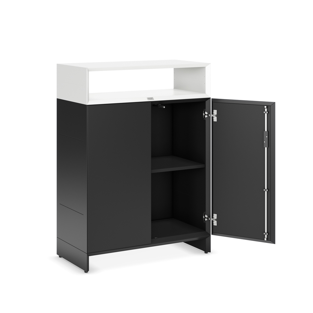 Sideboard Masterbox® B 80 x H 110 cm 2 OH, Schwarz Schwarz/Weiss