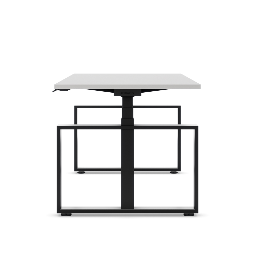 Masterlift® Flex höhenverstellbarer Schreibtisch Loop Stahl Edition Rechteck Lichtgrau Dekor/Schwarz 160x80