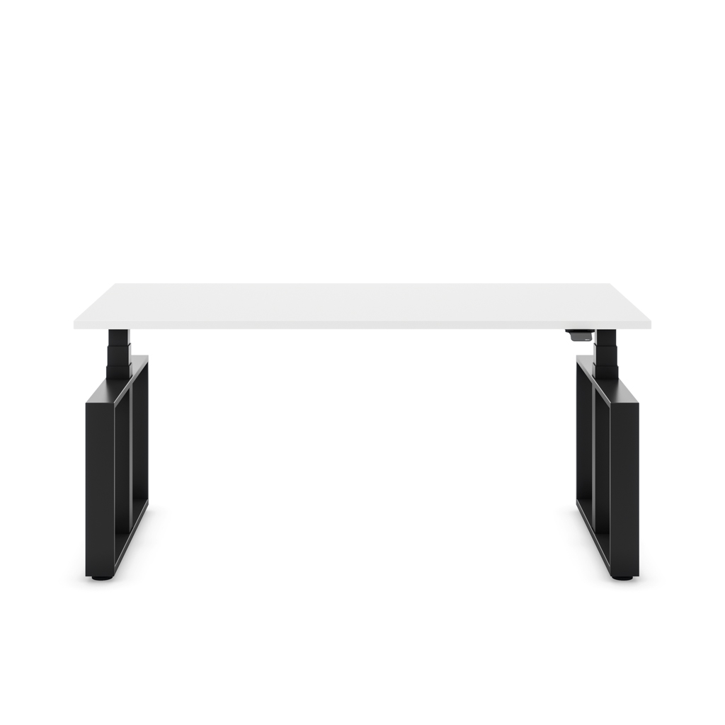 Masterlift® Flex höhenverstellbarer Schreibtisch Loop Stahl Edition Rechteck  Weiß Dekor/Schwarz 120x80