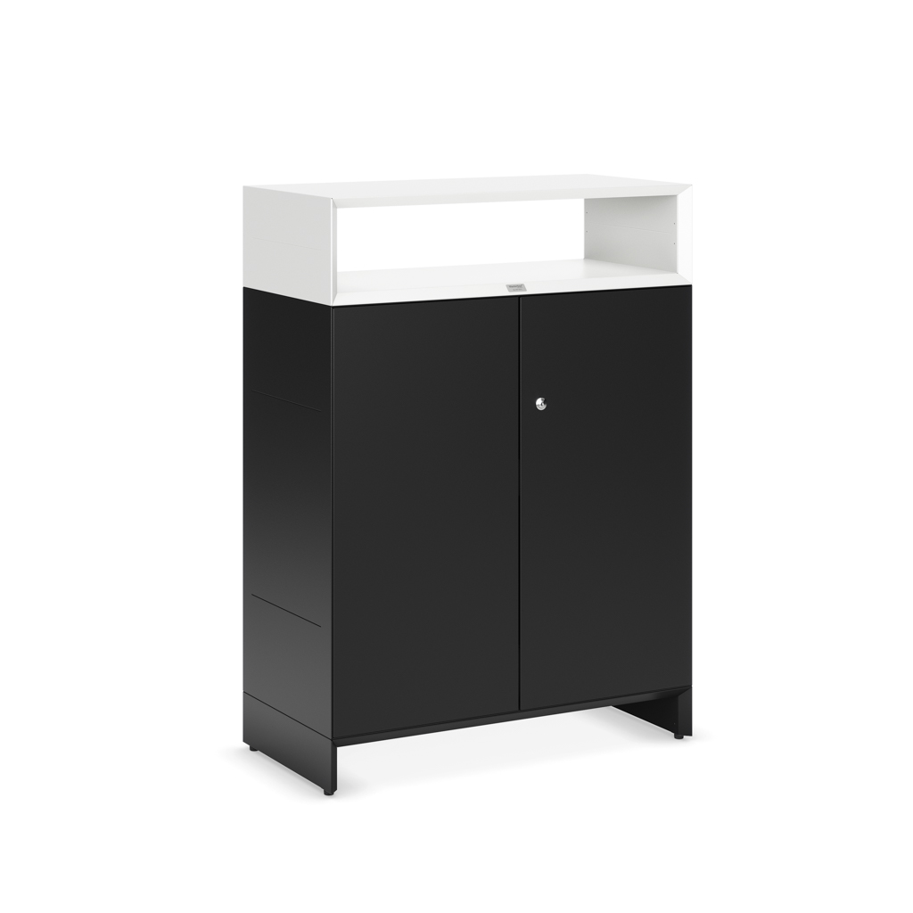 Sideboard Masterbox® B 80 x H 110 cm 2 OH, Schwarz Schwarz/Weiss