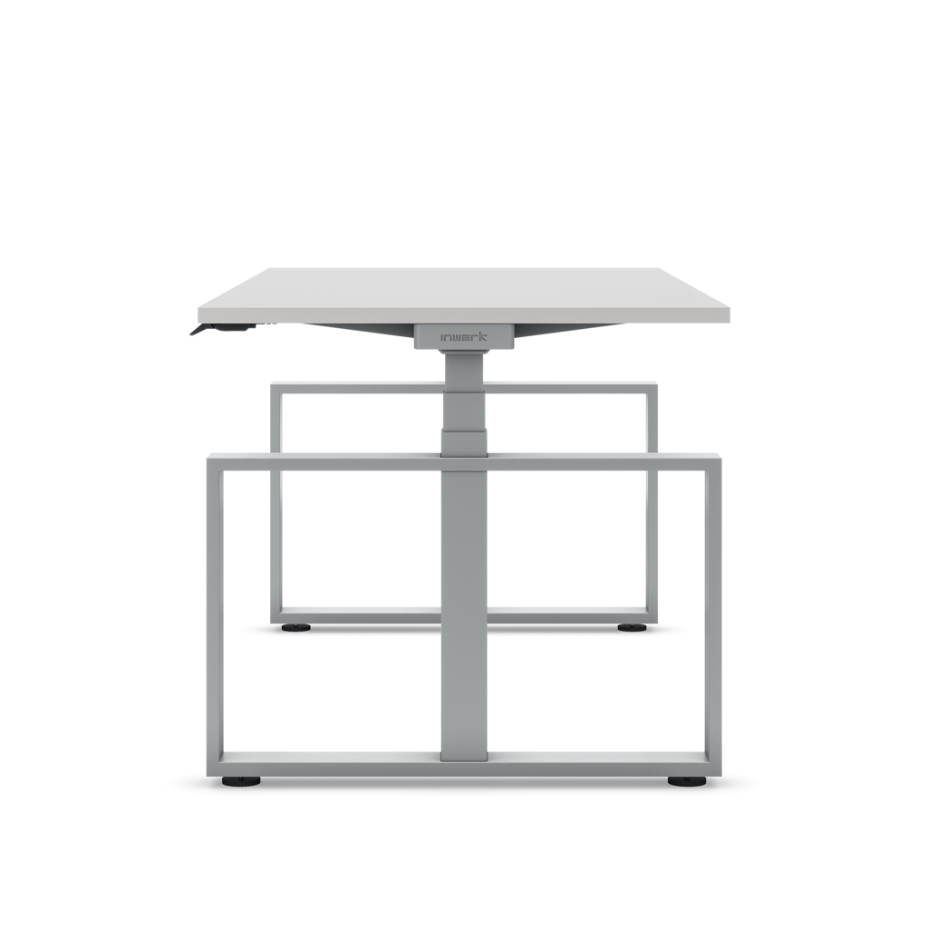 Masterlift® Flex höhenverstellbarer Schreibtisch Loop Stahl Edition Rechteck Lichtgrau Dekor/Silber 160x80