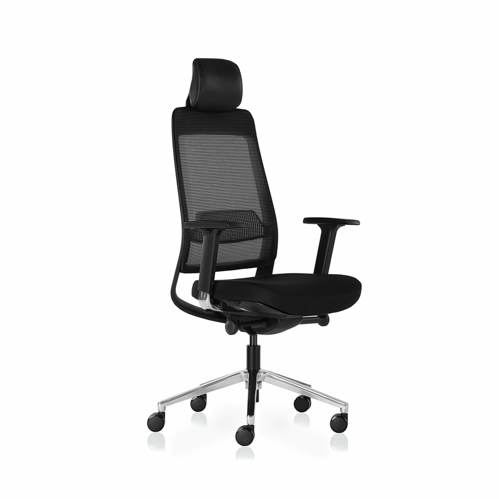 Inwerk Teamo® Original Plus - Bürostuhl mit Kopfstütze, Schwarz