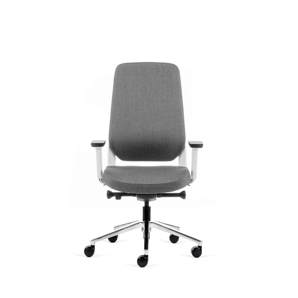 Teamo® Plush - Ergonomischer Bürostuhl mit Kopfstütze, Vollpolster, Weiss/Grau