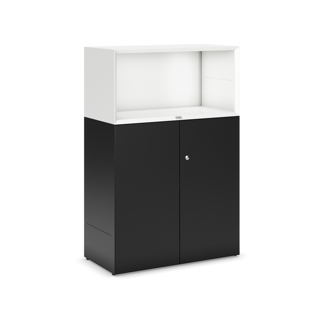 Sideboard Masterbox® B 80 x H 120 cm 3 OH, Schwarz/Weiss