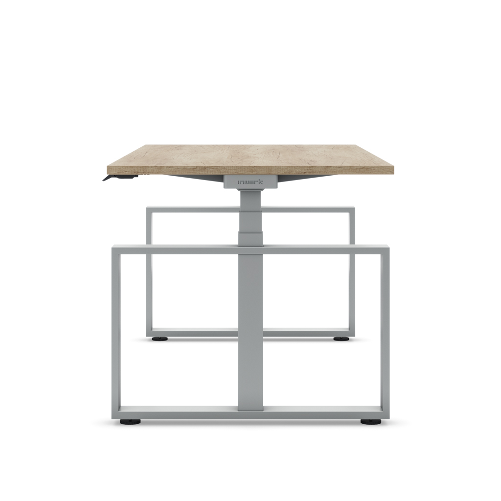 Masterlift® Flex höhenverstellbarer Schreibtisch Loop Stahl Edition Rechteck Eiche Dekor/Silber 160x80