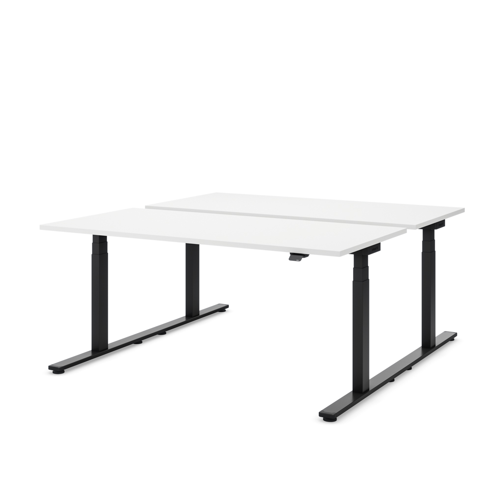 Höhenverstellbarer Team-Schreibtisch Masterlift® Flex Light, Weiss/Schwarz 120x80
